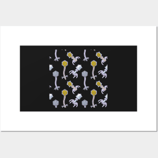 Bacteriophage Illustration Pattern Posters and Art